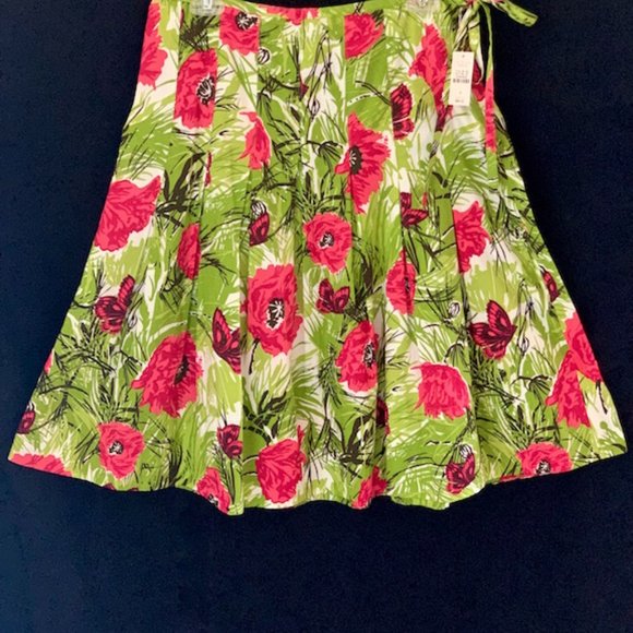 Vintage (NEW with TAG) TALBOTS 100% Cotton FLORAL PLEATED SKIRT -Size 6 - Picture 1 of 12